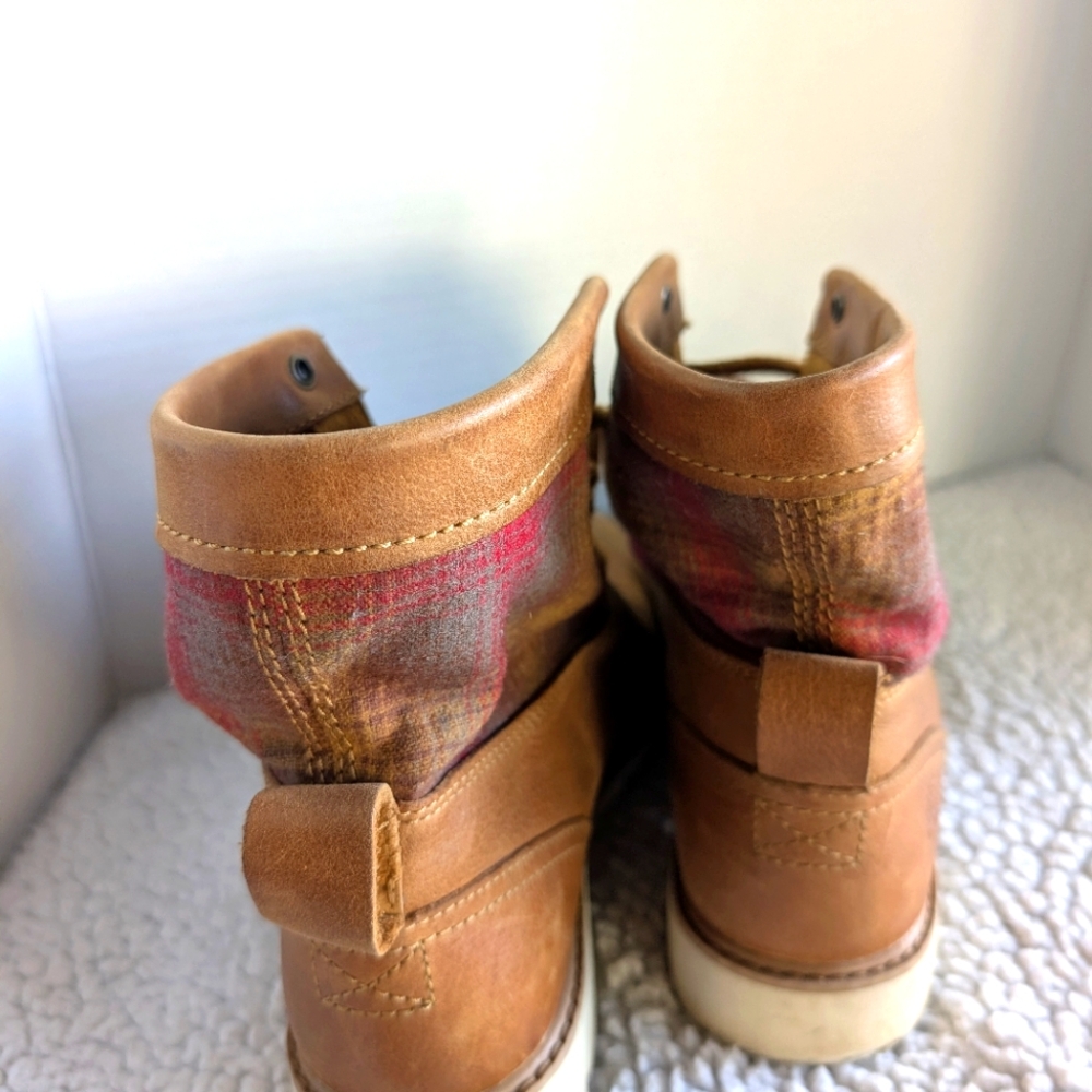Timberland x Pendleton Women's Bramhall Boots Size 8.5 Plaid Top /Brown Leather - Picture 11 of 13
